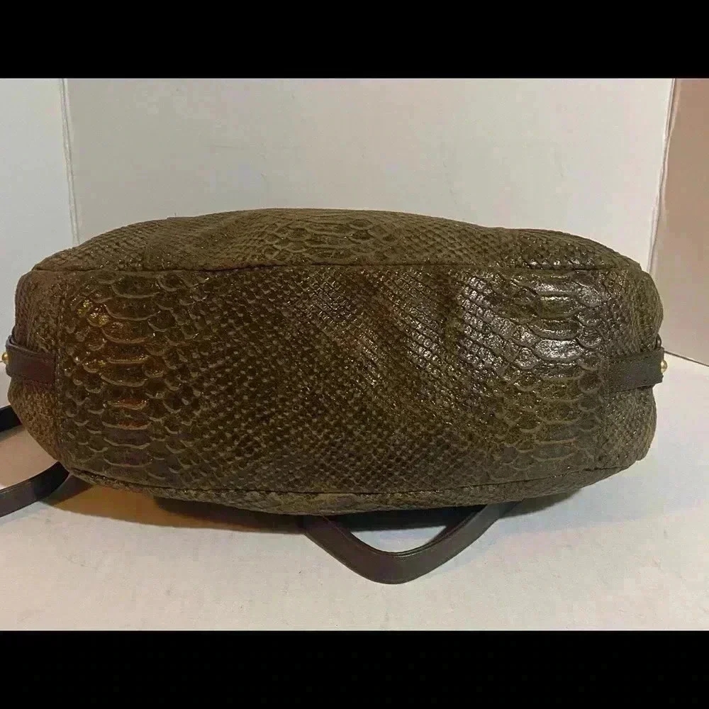 Michael kors brown leather suede satchel handbag